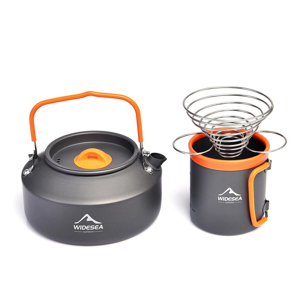 Widesea Bollitore da Campeggio All'aperto Bicchieri Teiera Teiera Lavabile Turistico Viaggi Camper Stoviglie con Filtro, con portafiltri