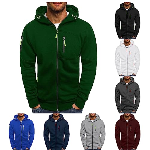 evzosrz Mens Hoodie Sweatshirts Full-Zip up Sports Jacket Long Sleeve Lightweight Slim Fit Fluorescent Pullover with Pockets2