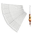 30 Pcs 15 Inch BBQ Skewers, Premium Stainless Steel Kabob Grill Skewers Flat Reusable Metal Barbecue Skewers with Storage Bag, Cooking Tools for Meat, Chicken, Vegetable, Outdoor, Camping Grilling