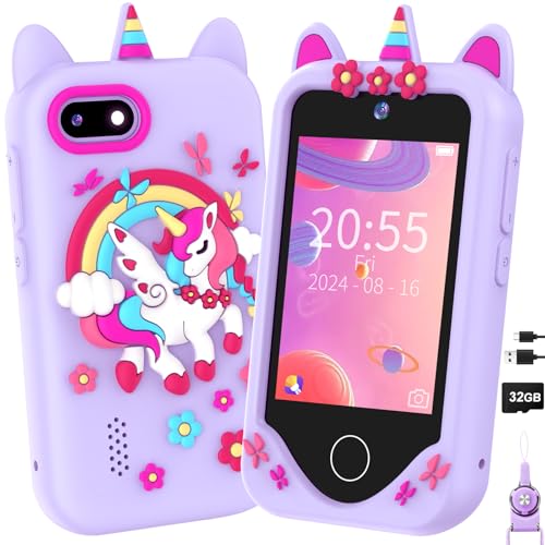 Image of Kids Smart Phone for Girls Gifts - Toddler Christmas Birthday Gift for Age 3 4 5 6 Year Old, Kids Cell Phone Toy with Touchscreen, Dual Cameras, Learning, Kid Mp3 Player, Games with 32 GB Card