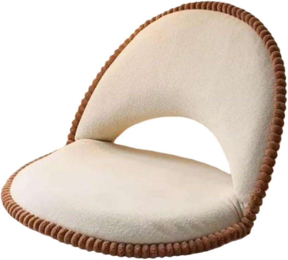 折り畳み式背もたれ付きフロアチェア、ラムウール素材で柔らかく肌触り良好、極厚座面で快適、シングルソファとしても使用可能、寝室・リビン