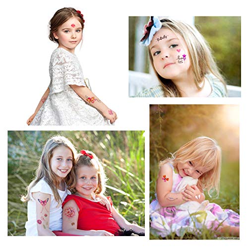 Konsait Kids Tattoos Butterfly Temporary Tattoos Sticker For Girls Children's Birthday Party Bag Filler Gift Idea Party Favors, 154 Pcs Kids Unicorn Butterfly Flower Girls Tattoos #TOP6