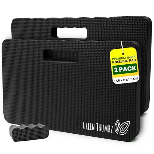 Image of Green Thumbz Kneeling Pad - 2 Pack Thick and Soft Garden Kneeling Pad - High Density Foam Kneeling Pads for Gardening, Exercise, House Repairs and Yoga (Black)