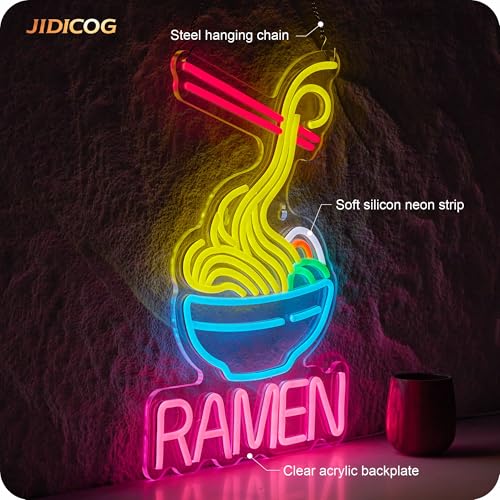 Image of Ramen Neon Sign Noodles Led Lights with Dimmer | Business Signs for Ramen Shop Restaurant Compatible with Smart Plug Timer