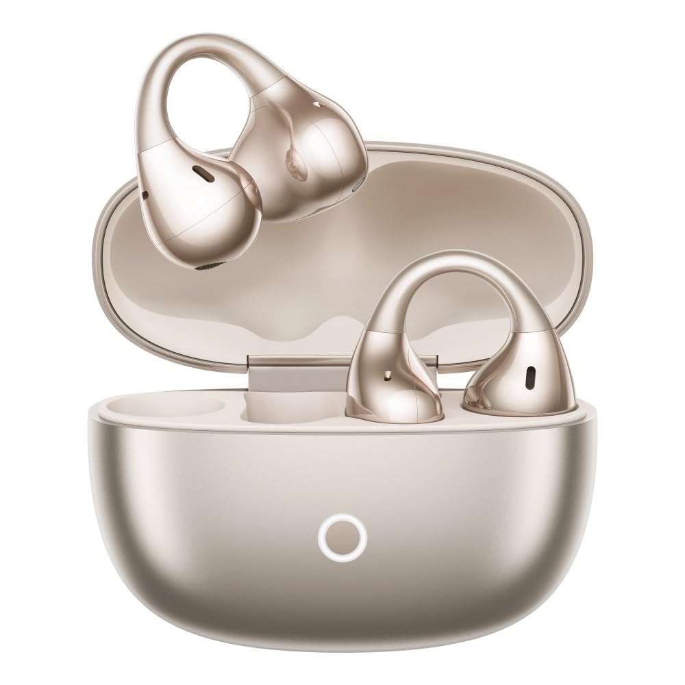 realme Buds Clip Open-Ear Wireless Earbuds with 11mm Dual Magnet Drivers, 3D Spatial Audio, 36H Playtime, AI ENC, IP55 Rating, and 45ms Low Latency (Titanium Gold)