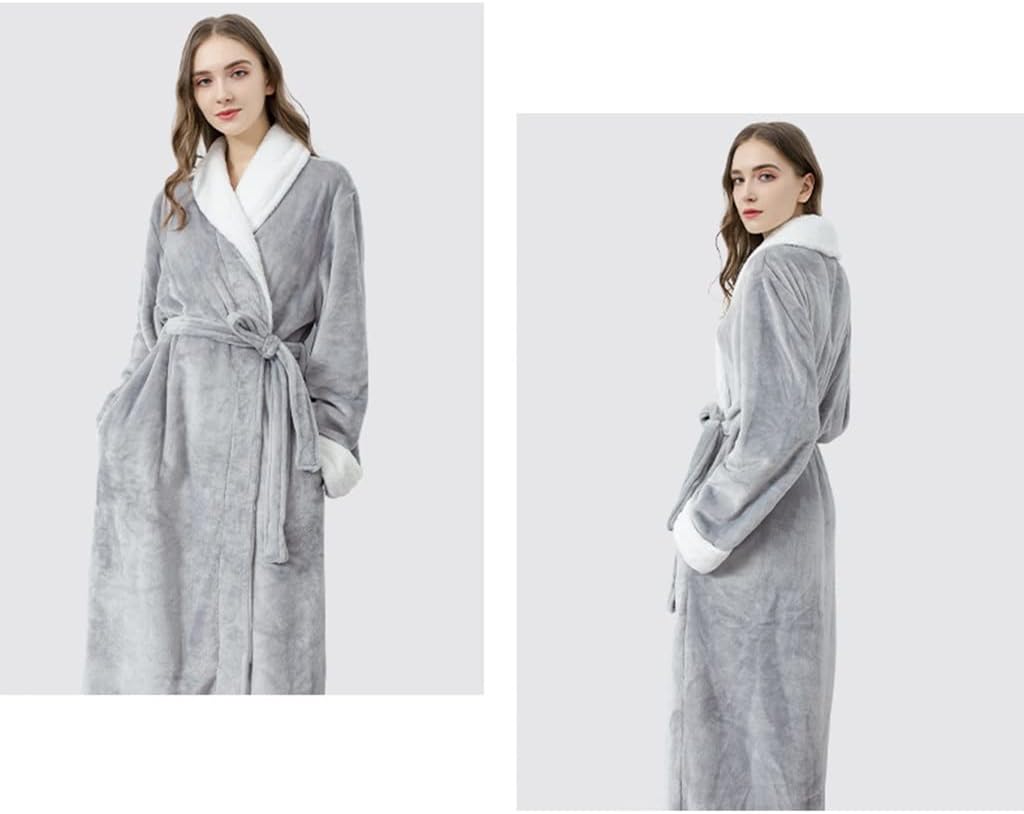 KITCISSL Christmas Pajamas Autumn/Winter Warm Bathrobe for Women and Men, Women's Sleepwear Nightgown(Light Gray,Women M)