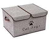 Morezi Large Cat Toy Storage Box with Lid Basket Organizer - Perfect Collapsible Bin for Living Room, Playroom, Closet, Home Organization - LightGray - Cat