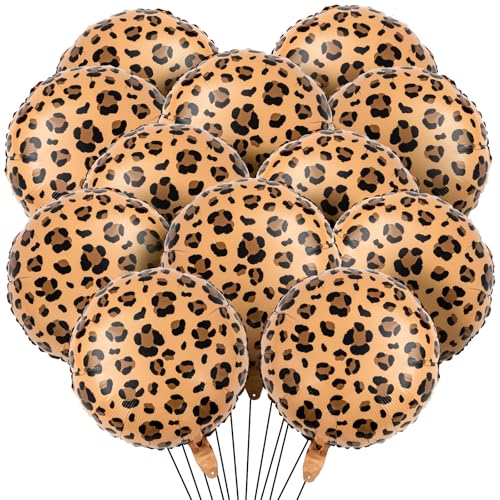 Image of BBTO 12 Pcs 18 Inch Cheetah Leopard Balloons Foil Balloons,Golden Brown