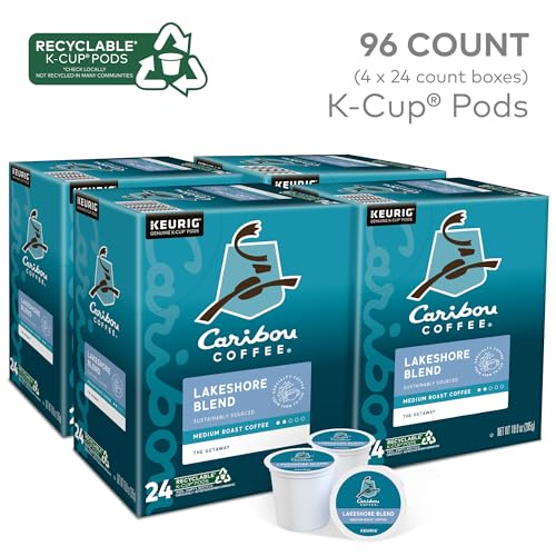 Image of Caribou Coffee Lakeshore Blend Keurig Single-Serve K-Cup Pods, Medium Roast, 24 Count (Pack of 4)