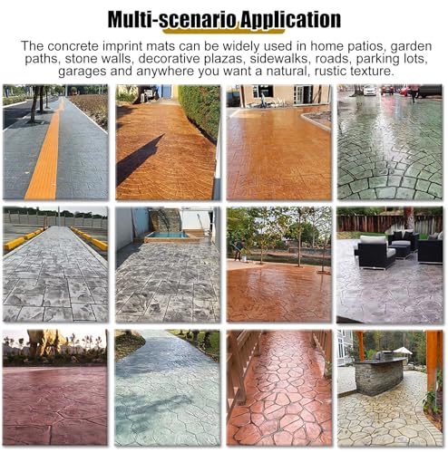 Tappetini riutilizzabili per timbratura del cemento, strumenti irregolari per stampi, decorazioni per vialetti e patio (confezione da 4)