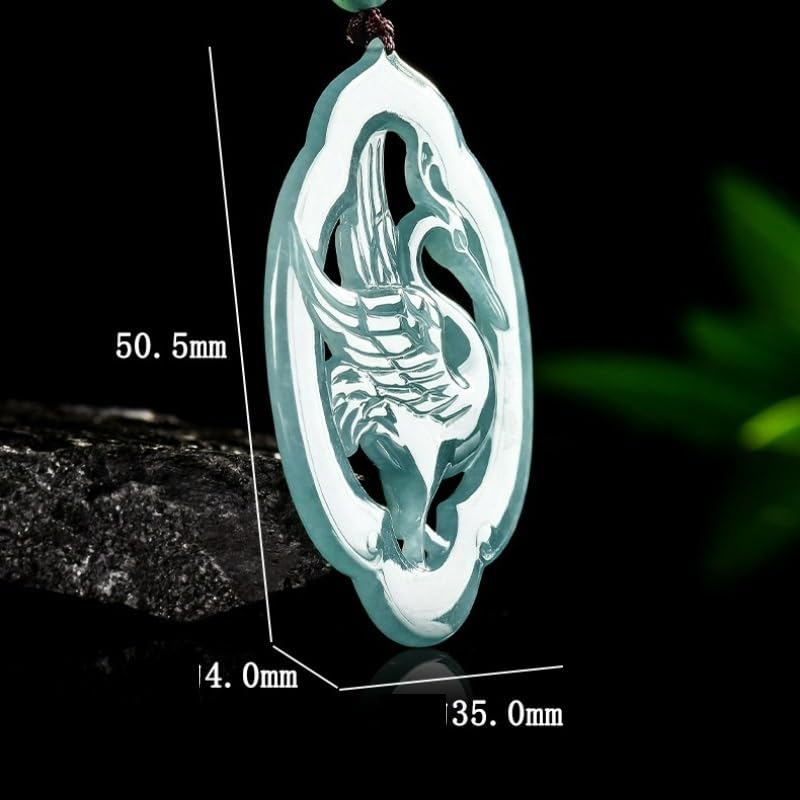 Pendentif aigrette de jade sculpté main, collier d'exception en pierre sarcelle - 2