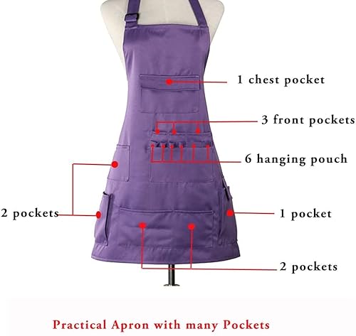 Boshiho Adult Painting Aprons Barber Apron With Pockets For Women/Men/Unisex, Utility Or Work Apron (Purple) #TOP3
