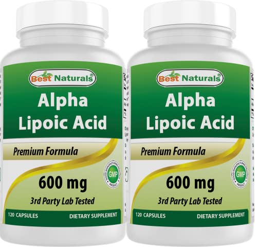 Best Naturals Alpha Lipoic Acid (ALA) 600 mg 120 Count (Pack of 2)