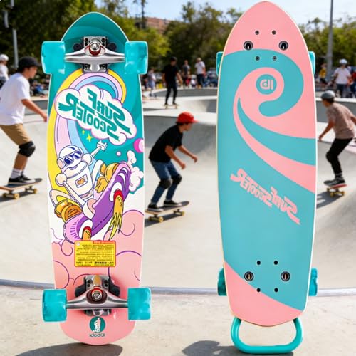 smafoseedding Tabla De Surf Terrestre Plegable, Patinete 3 En 1, Patinete para Niños Y Adolescentes, Longboard Terrestre, Capacidad De 100 Kg/220 LB, Ruedas De PU con Luces Intermitentes TypeB