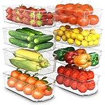 KICHLY Stackable Fridge Organisers - Set of 8 Storage Containers with Handles - Multipurpose Organizer Boxes For Kitchen, Fridge, Cupboard, Snacks, Cans, Tins, Pantry, Under Sink - BPA Free (Clear)