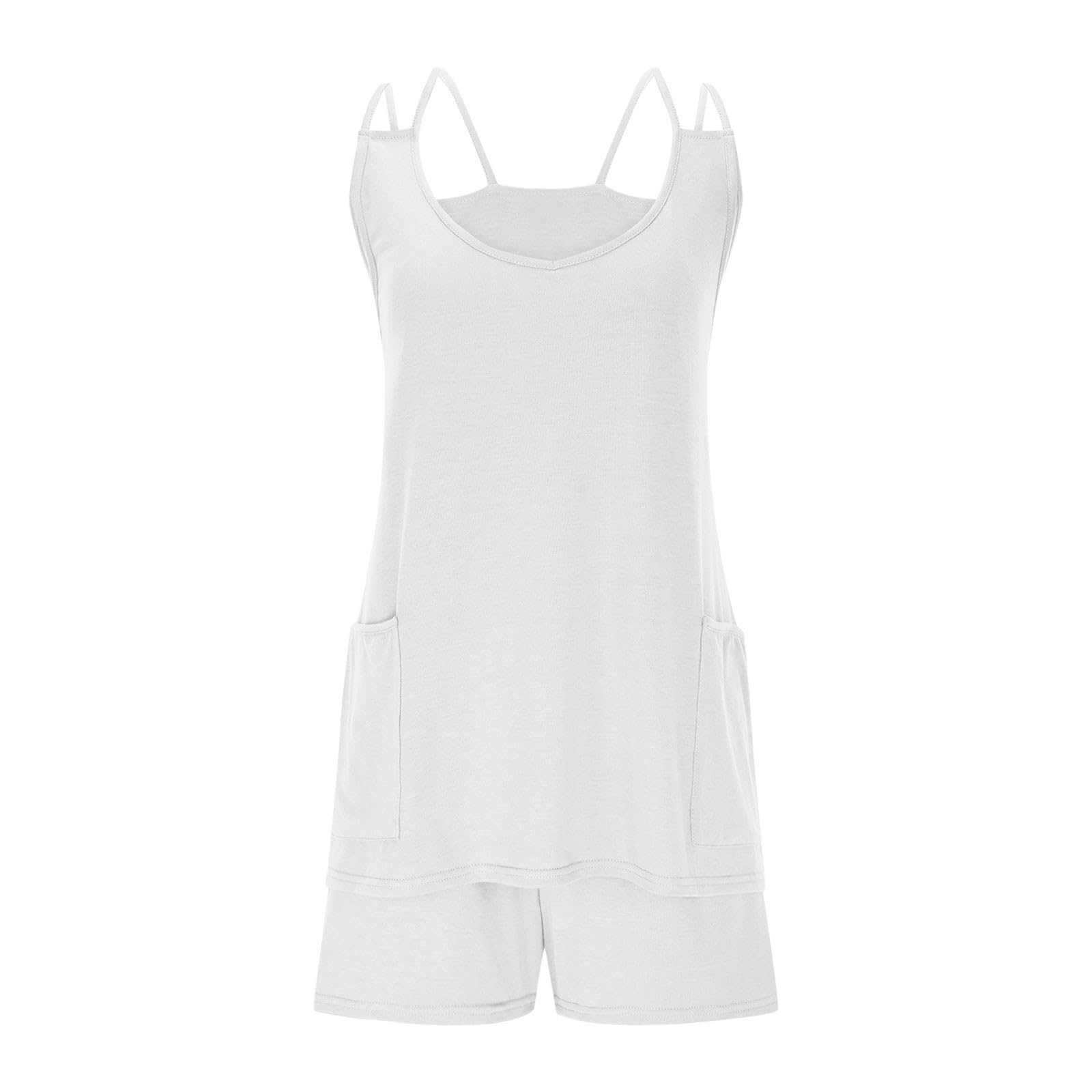 Robe d'Été pour Femme - T-Shirt - Robe de Plage - Robe de Tennis - Robe d'Entraînement - Robe Courte Décontractée sans Manches - avec Combinaison Intégrée avec Bretelles Spaghetti et Ample S-2XL
