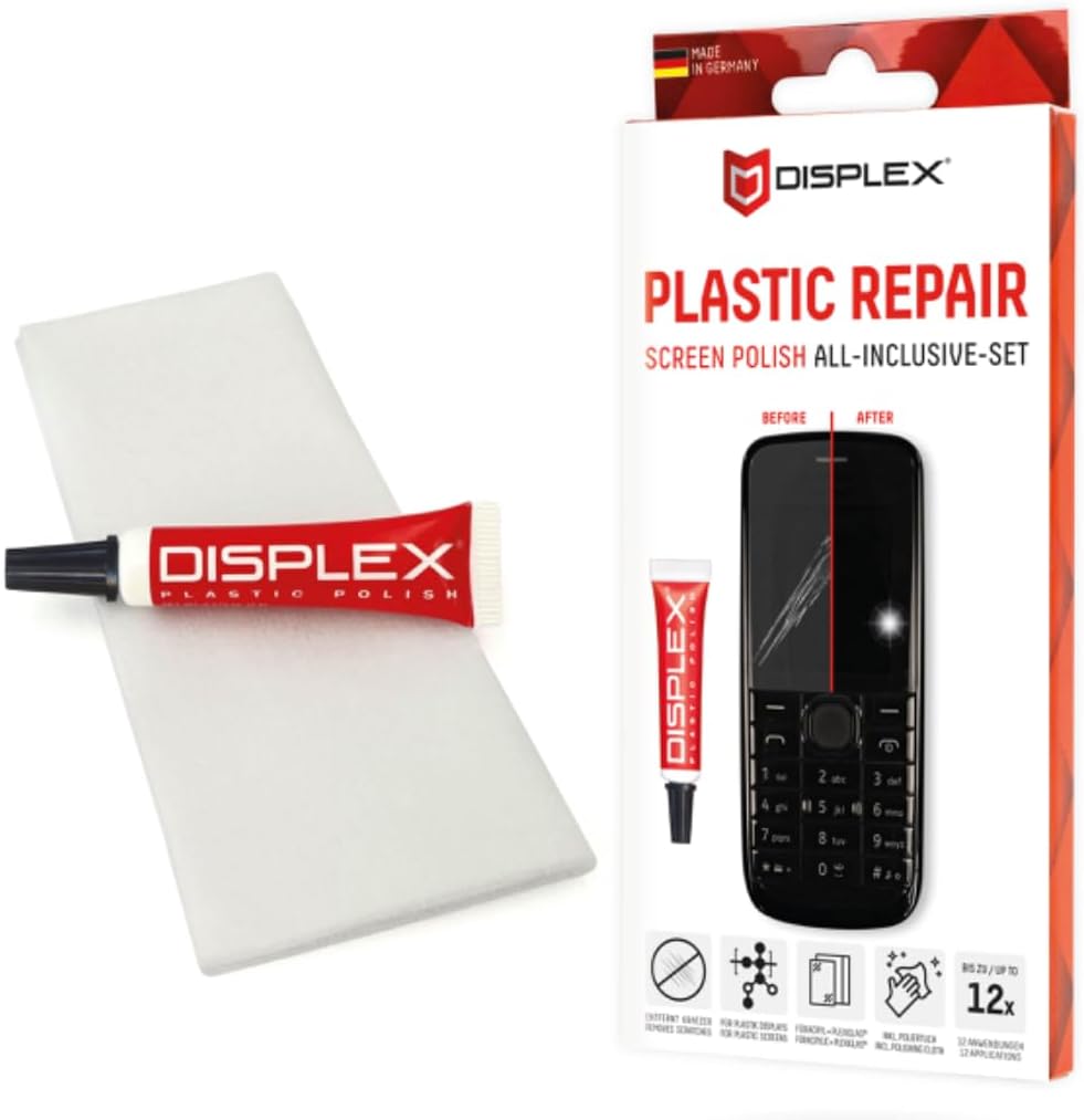 Displex Plastic Polish Screen Polish All-In-One-Set for mobile phones and smartphones, polishing plastic