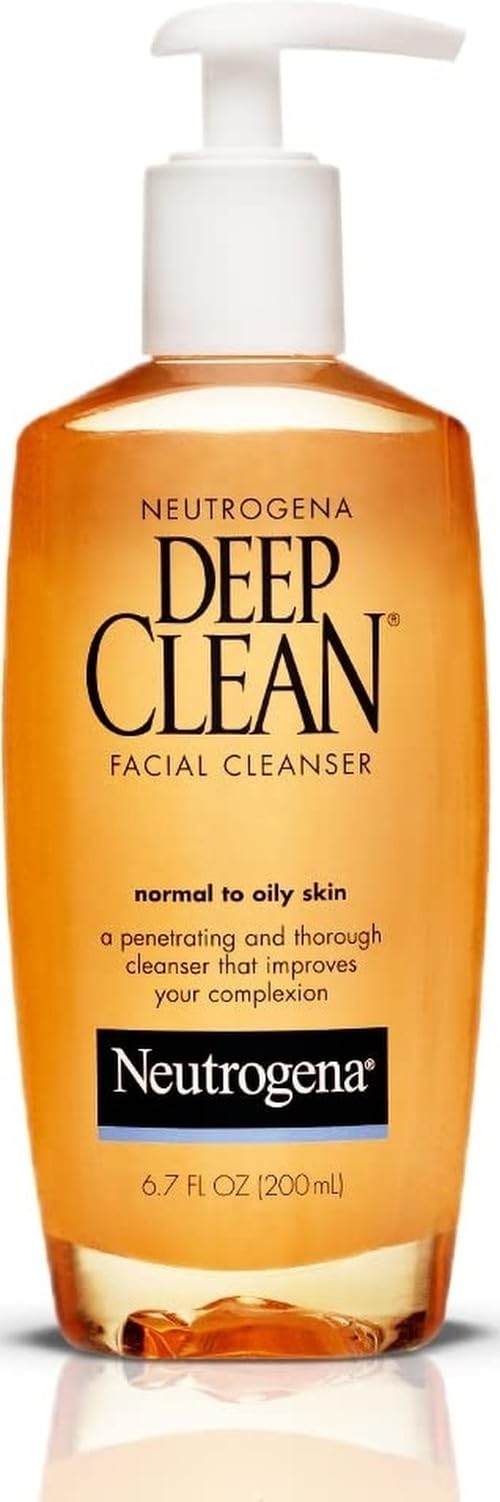 Neutrogena Deep Clean Daily Facial Cleanser with Beta Hydroxy Acid for Normal to Oily Skin, Alcohol-Free, Oil-Free & Non-Comedogenic, 6.7 fl. oz