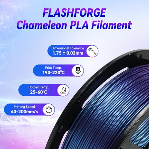 Image of FLASHFORGE 3D Printer Filament Chameleon PLA Color Shift Filament 1.75mm, Changes Color with Light and Angles, 1KG Spool (2.2lbs), Dimensional Accuracy + /- 0.02mm for FDM 3D Printers (Nebula Purple)
