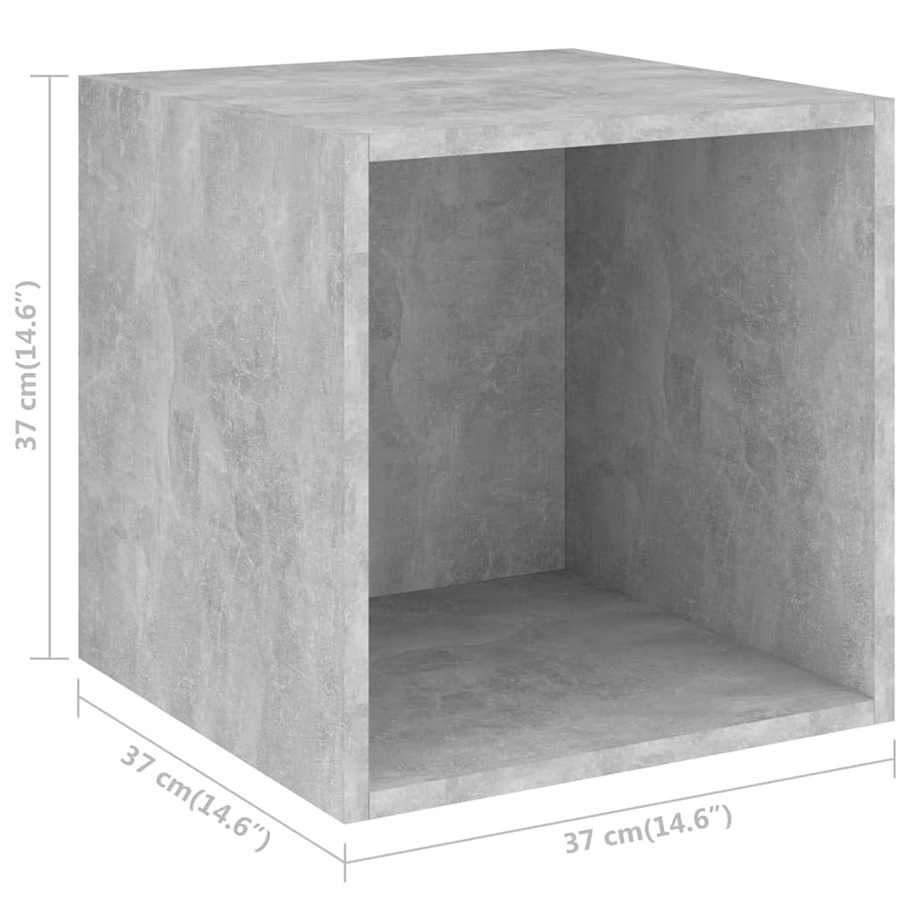 3-TLG. TV-Schrank-Set Betongrau aus Holzwerkstoff, Hängendes Lowboard für Wohnzimmer, Modernes Media-Center mit Viel Stauraum, Stilvolle TV-Möbel Kommode