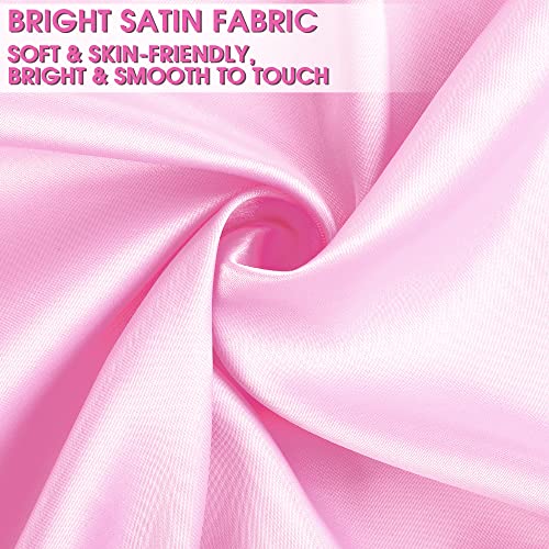 Somsoc 5 Pieces 1950S Women Pink Satin Jacket With Polka Dot Scarf Headband Earrings Eye Glasses Halloween Party Costume Set #TOP4