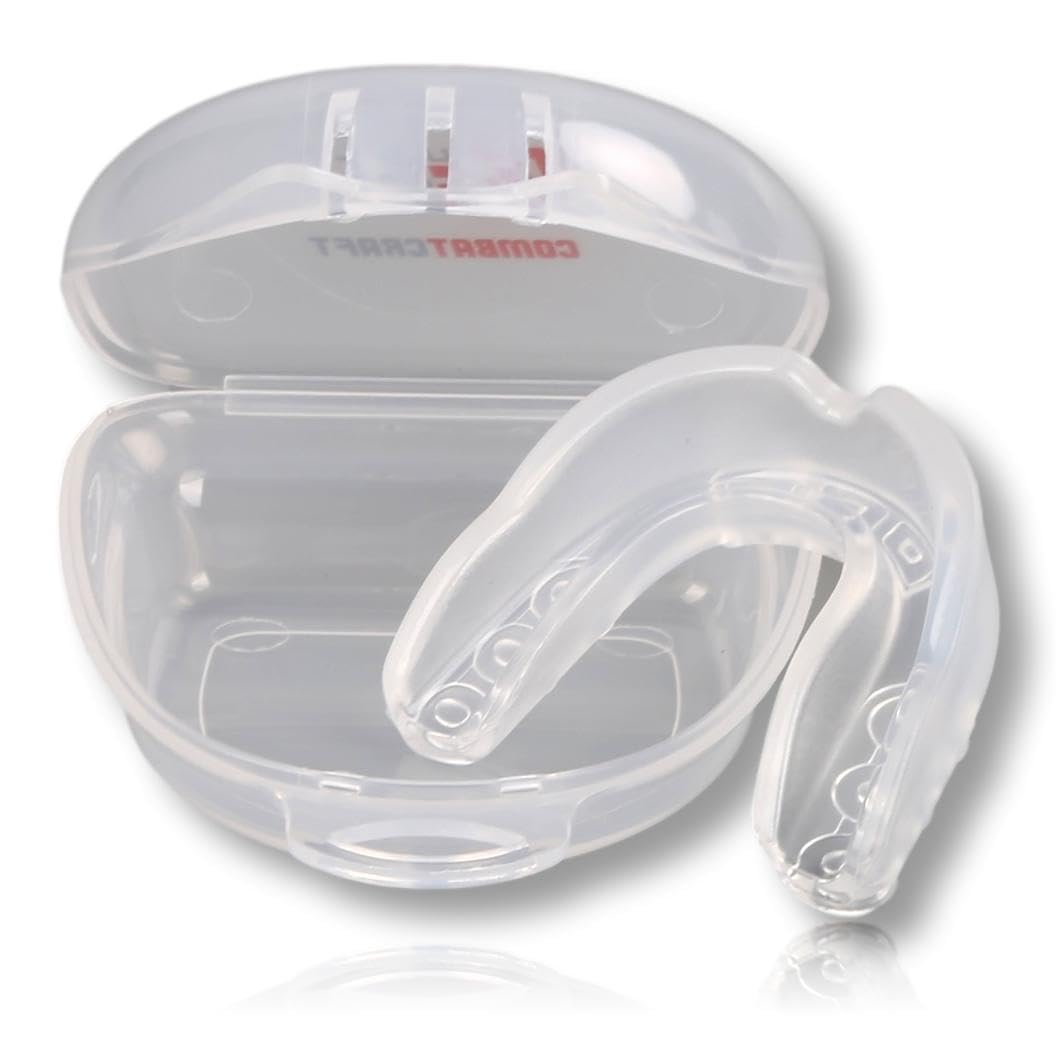 Muscleforge Combatcraft Gum Shield Boxing Adult, Transparent Upper Boil and Bite Mouth Guard, Remouldable with Storage Case for MMA Kickboxing & Muay Thai, Boxing Mouthguard, Sports Mouthguard
