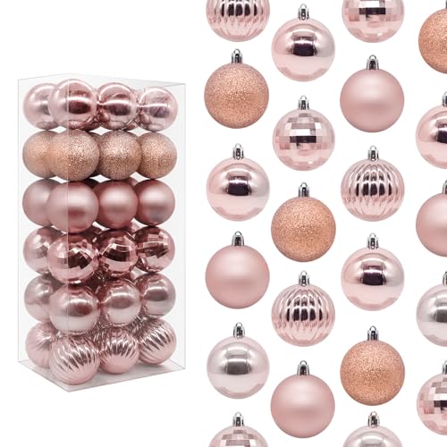 Forbabe 36 Stück Weihnachtskugeln Rosa ∅6 cm Christbaumkugeln mit...