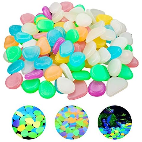 YSDMY 100 Pcs Glowing Pebbles Stones,Colorful Luminous Cobblestones, Aquarium Glow Stones,Fish Tank Gravel Decorations,Decorative Glow Stones for Fish Tank Garden Walkway Cover
