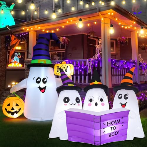Image of GOOSH 5 FT Halloween Inflatables Ghost and 5.2FT Long Halloween Inflatables Ghost Outdoor Decoration Blow Up Yard