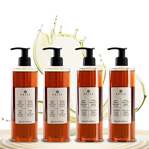 Prija 4 x 380 ml - 2 x Haut & Haar Shampoo Vitalisierend - 2 x Flüssigseife Für Geschmeidige Haut mit Ginseng Cover