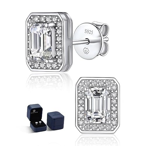 MomentWish Moissanite Earrings for Women, Gifts for Christmas, 1/2 Carat Moissanite Stud Earrings, D Color VVS1 Simulated Diamond 925 Sterling Silver Halo Earrings for Birthday Anniversary 1