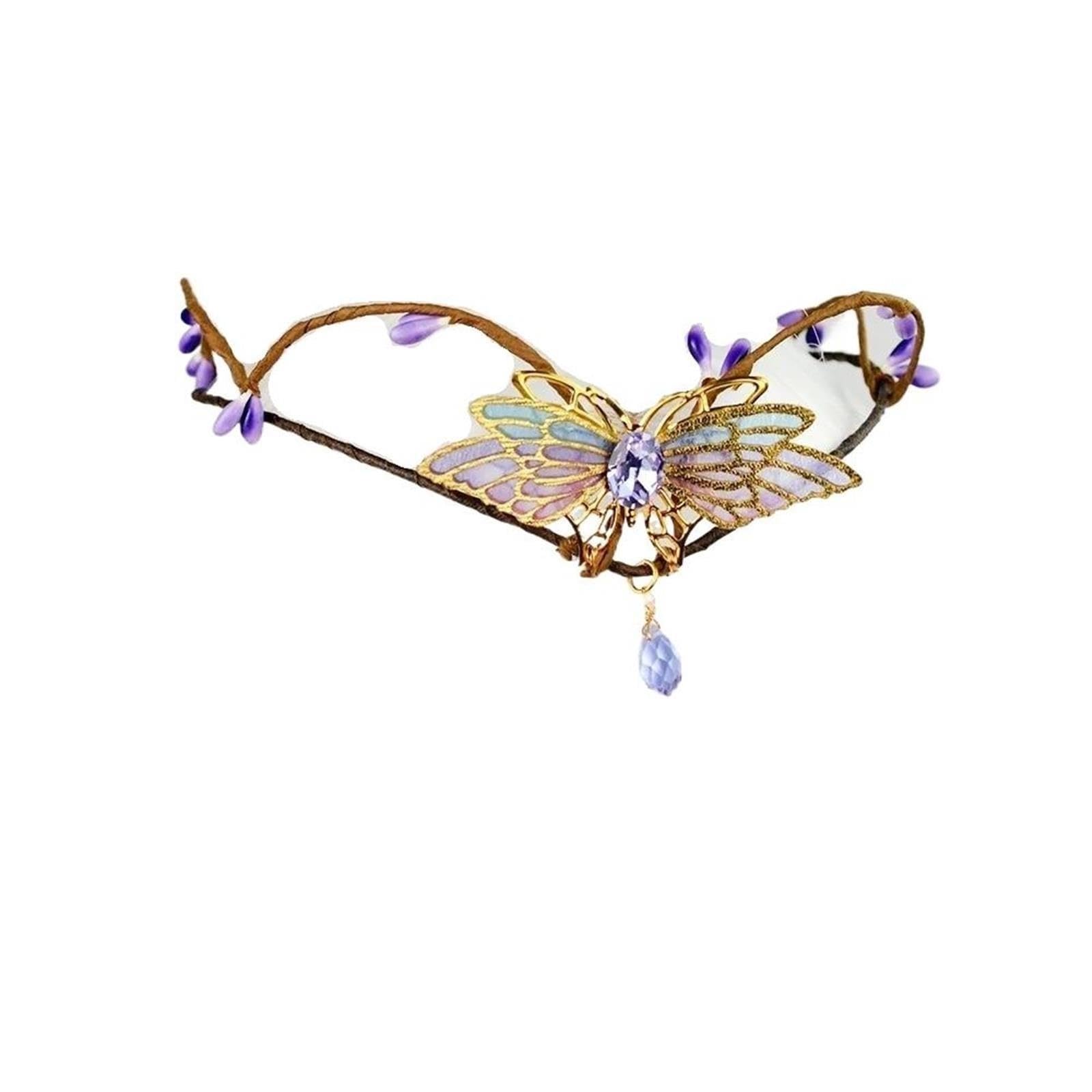 Fascia For Capelli Pixie Diadema Elfo Del Bosco Farfalla Fata Di Cristallo