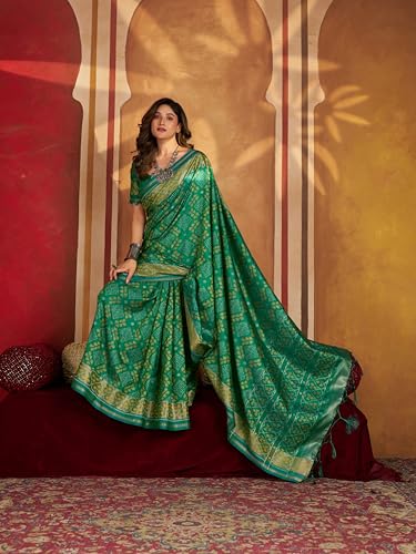 Image of MADHUHANSH Women's Cotton Silk Saree with Unstitched Blouse Piece Zari Weave and Floral Pattern | Heavy Embroidery Saree for Women | Interview Saree for Women | Readymade Blouse with Saree Set