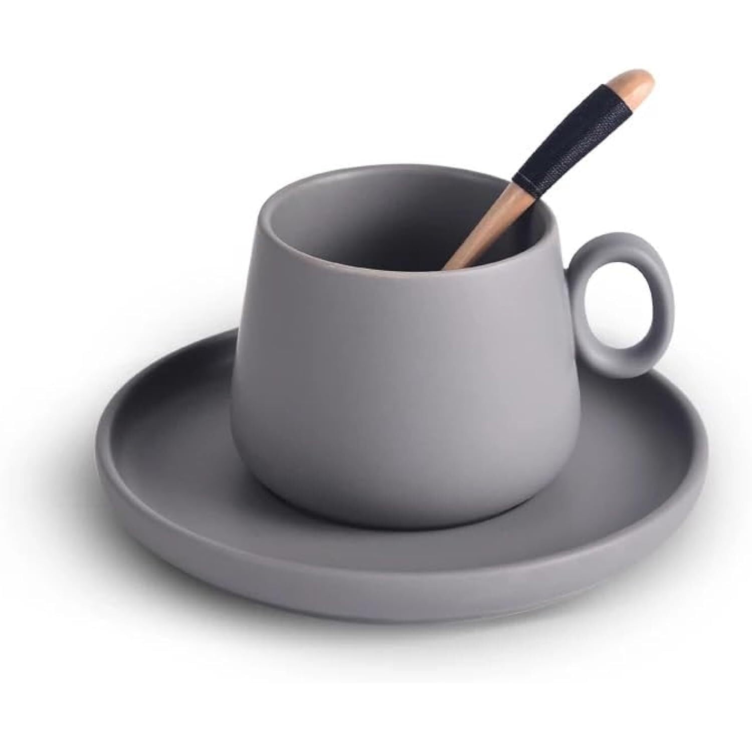 Tazas De Cafe Taza De Café Porcelana, Juego Tazas Cerámica, Leche Flores Capuchino Simples, Vaso Té(Khaki)