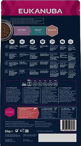 Eukanuba Senior Katzenfutter trocken getreidefrei - Premium Trockenfutter mit viel Lachs für ältere Katzen, 2kg