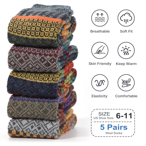 Image of Tavaleu Merino Wool Socks for Men Women, Winter Thick Thermal Crew Socks