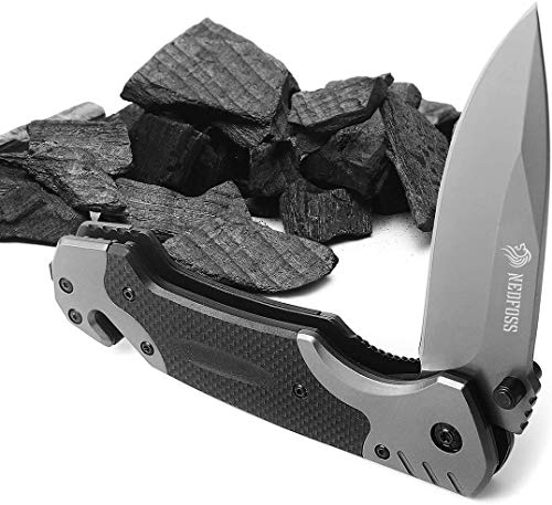 折りたたみ ナイフ Nedfoss キャンプナイフ 4 In 1多機能ナイフ サバイバルナイフ 切れ味良いフォールディングナイフ ガラスブレーカー シートベルトカッター 栓拔き機能 急脱出ツール護身用クリップ付き 便利携帯シースナイフ 木を切り 釣り ナイフ アウトドア