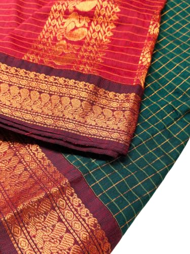 Image of Pure Kalyani Cotton Saree | Zari Border & Blouse Piece - Lata Gadwal Design | Traditional Saree