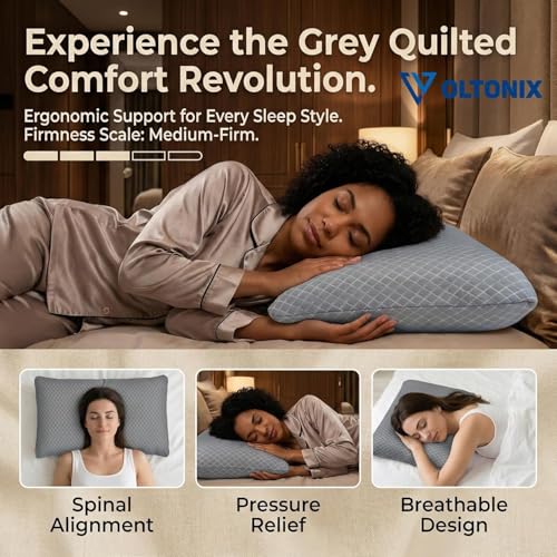 Image of Blairmore Memory Foam Pillow,nek Pillow,Orthopedic Memory Foam Pillows Supports Neck Pain and Shoulder Pain for Sleeping, Ergonomic Cervical Pillow (Grey)