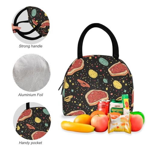 Backpack Lunch Box Set Large Capacity Travel Backpacks and Insulated Lunch Bag for Commute Hiking Picnic Anime Steak Print4