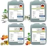 Dampfbad Emulsion Set 4×5 L – Dampfbad Duft Alpenkräuter, Eukalyptus, Oriental Spice, Orange-Zitrone – gebrauchsfertig für Pump- und Dosieranlagen