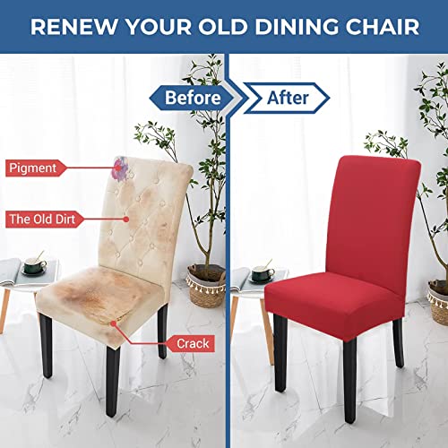 Chickwin Dining Chair Cover Set Of 6, Stretch Dining Chair Slipcover Modern High Back Chair Cover, Elastic Washable Dining Chair Seat Protector For Kitchen Dining Room (Red) #TOP5