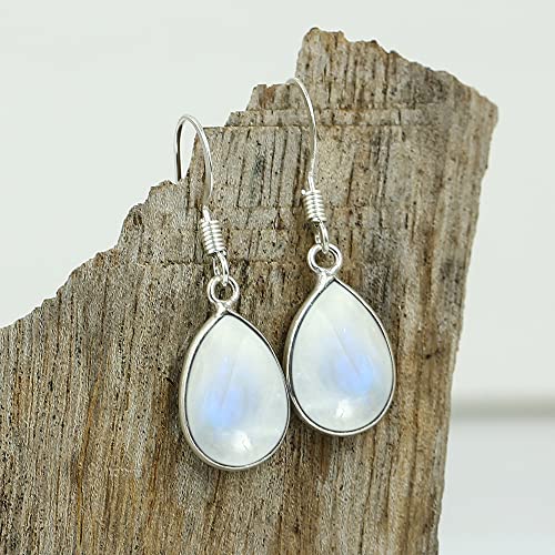 TISHAVI Pear Shaped Natural Gemstone Teardrop Earrings For Women, Sterling Silver Birthstone Earrings Jewelry Women's Day Gifts For Mom Wife Sister3