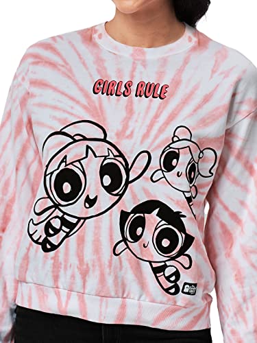 Image of The Souled Store Women Official Powerpuff Girls: Girls Rule Tie Dye Multicolored Printed Sweatshirts