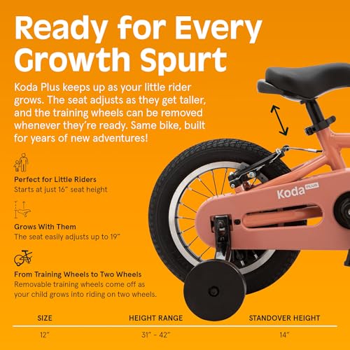 Image of Retrospec Koda Plus Kids Bike for Boys & Girls Ages 2-3 Years - 12 inch Children's Bicycle, Adjustable Seat & Handlebars, Removable Training Wheels, Front Hand Brakes, Rear Coaster Brake & Safety Bell