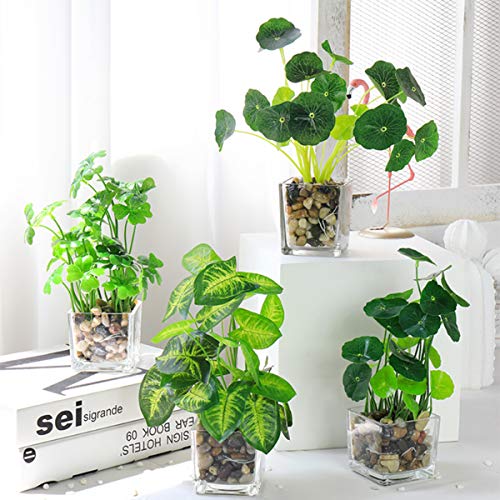 Aeojoor Artificial Plants，Fake Plants Room Decor Artificial Green Fake Plant Artificial Plants In Pots For Home Decor Indoor ，Garden Office Wall Decoration Artificial Fake Plants (Four Clover) #TOP7