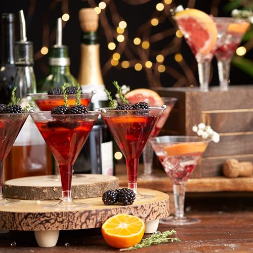 MATANA 24 Reusable Plastic Martini Glasses 210ml – Small Cocktail Glasses, BPA-Free & Washable – Clear Plastic Cups for Martinis, Margaritas, Desserts, Christmas & New Year Parties - Image 4