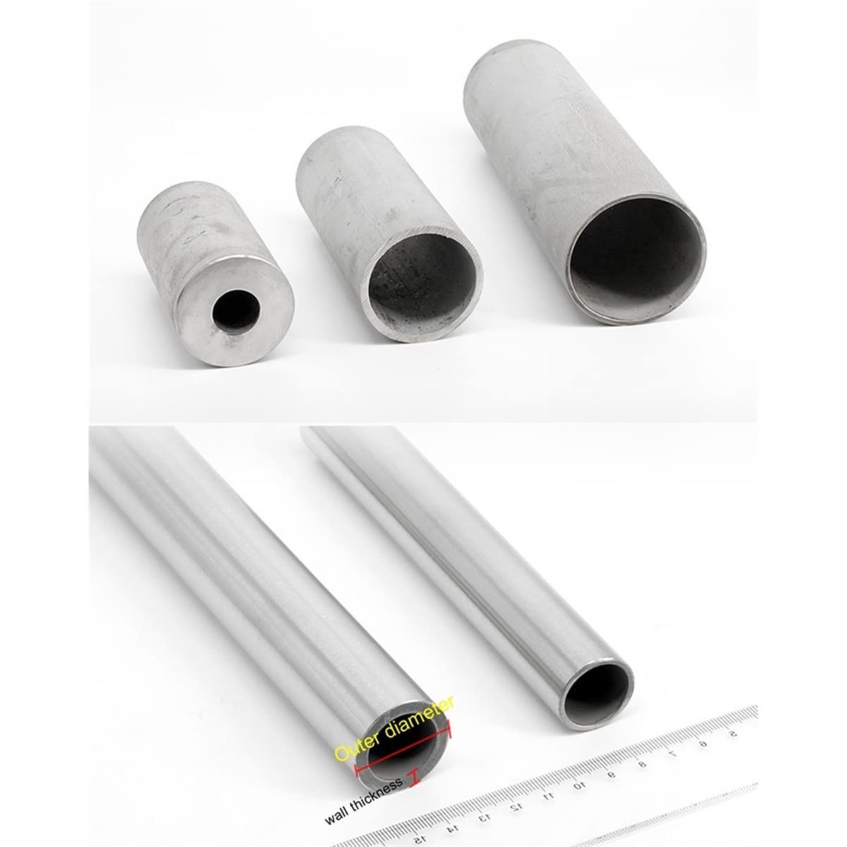 Rundrohr aus Edelstahl 304, 1 Stück, 300 mm Länge, industrielles gerades Rohr, schweißbares Rohr, rundes Metallrohr, Außendurchmesser 20 mm, Innendurchmesser 10/12/14/15/16/17/18 mm(20x14)