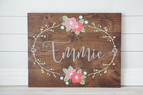 Nursery Decor | Custom Name Sign | Shabby Chic Girls Room | Hand painted Flowers | Nursery Wall Decor | Wedding | Pallet Wood Sign | Pink 10x12