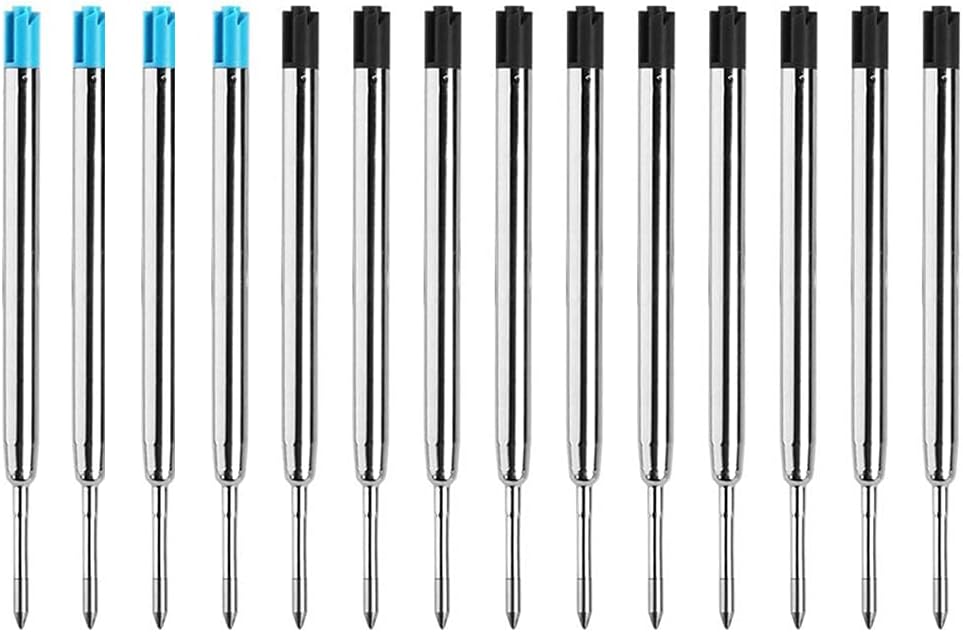 SMOOTHERPRO Ballpoint Pen Refills, 14 Pack for Bolt Action Pen, Compatible with Parker, 0.5mm Fine Point, Black and Blue Ink(PR1408)